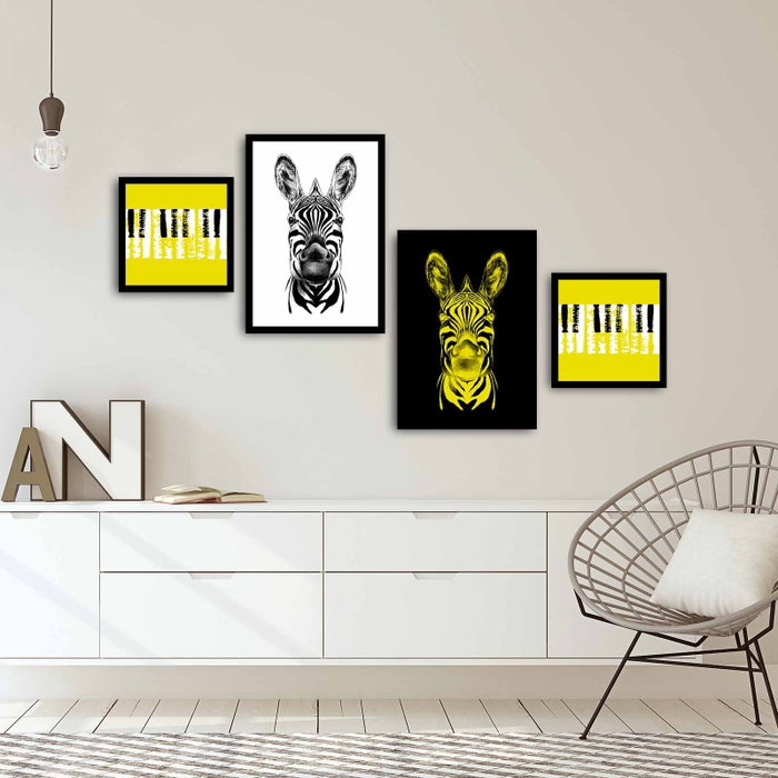 Wallity Set de 4 Cuadros Decorativos enmarcados en MDF Multicolor